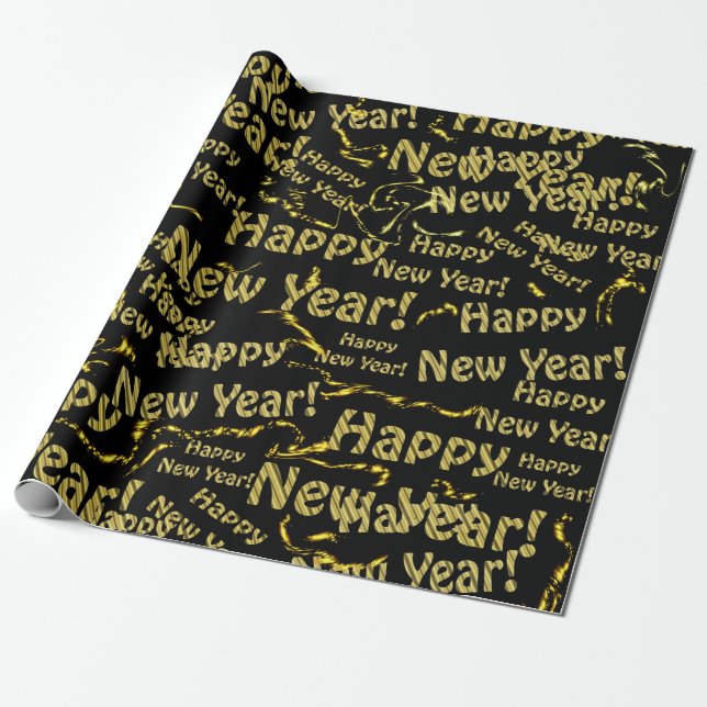 Presente papel de texto dourado e preto (Desenrolado)