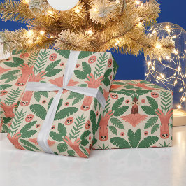 Presente Papel decorativo com um padrão de verde estilizado