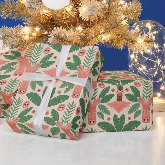 Presente Papel decorativo com um padrão de verde estilizado (Criador carregado)