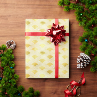 Presente Papel Design de onda Dourado Luxurioso Seigaiha