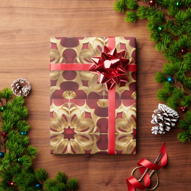 Presente Papel Dourado de Arranjo de Arte Flor Vermelho (Presente de Natal)