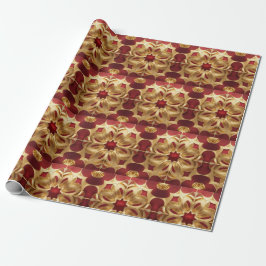 Presente Papel Dourado de Arranjo de Arte Flor Vermelho