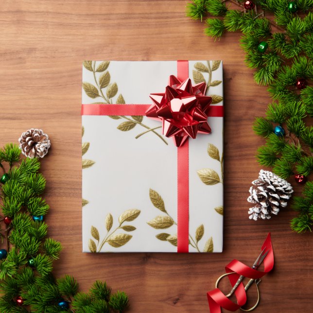 Presente Papel Dourado de empacotamento de folhas elegante  (Presente de Natal)
