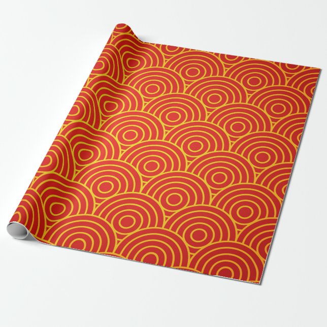 Presente Papel Dourado de enrolamento de Design vermelho de (Desenrolado)