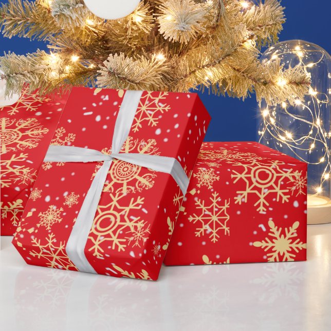 Presente Papel Dourado de enrolamento de flocos de neve (Feriados)