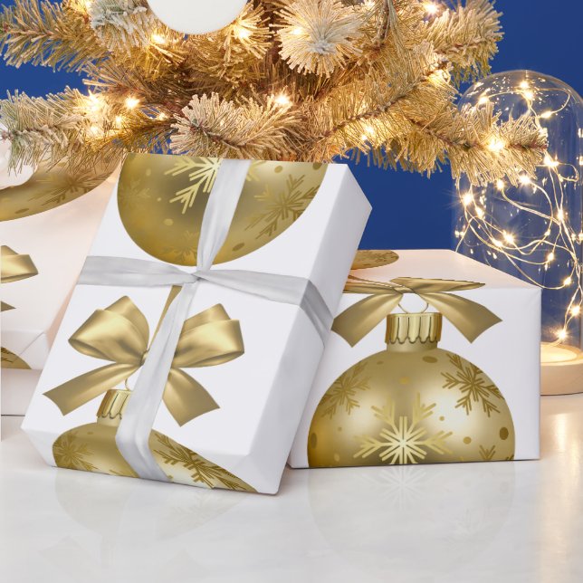 Presente Papel Dourado de enrolamento de ornamento de Neve  (Feriados)