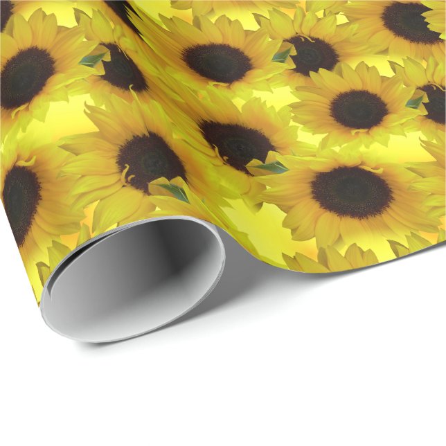 Presente Papel Dourado de estuque de girassol Papel amarelo (Ponta do rolo)