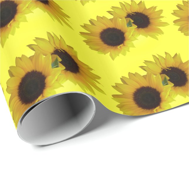 Presente Papel Dourado de estuque de girassol Papel amarelo (Ponta do rolo)