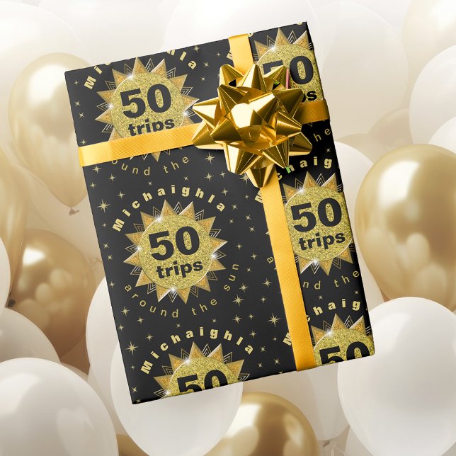 Presente Papel Dourado de moldagem de aniversário preto (Criador carregado)