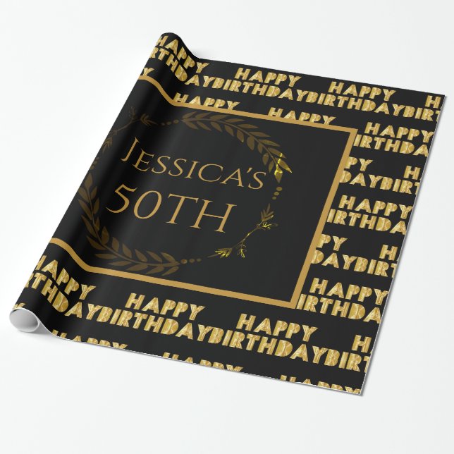 Presente Papel Dourado de moldagem personalizado no 50º ani (Desenrolado)