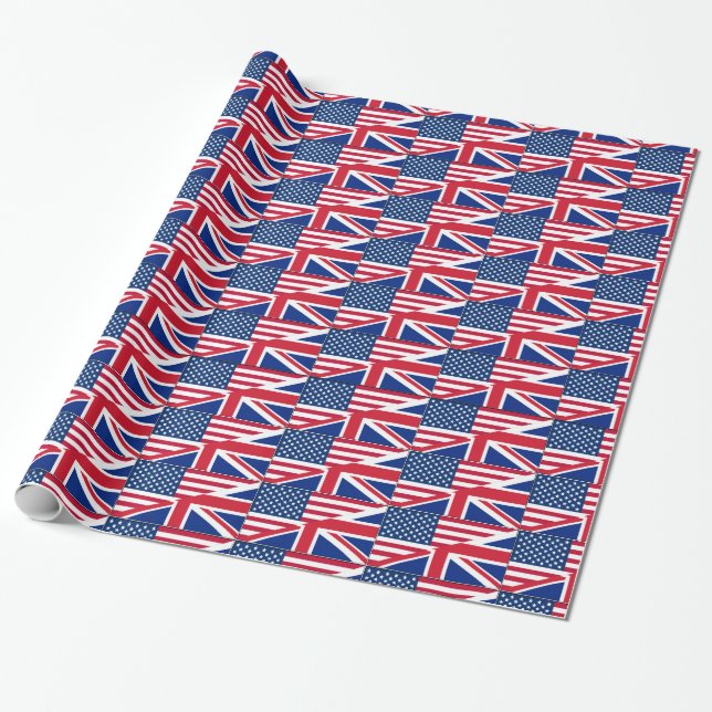 Presente Papel duplo de embrulhamento de bandeira britânica (Desenrolado)