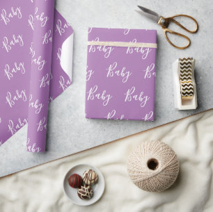 Presente Papel Elegante Para Embalagem De Bebês Roxo