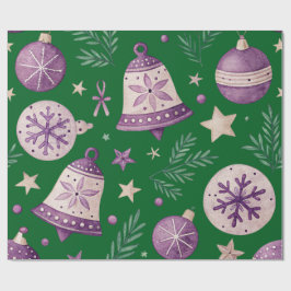 Presente Papel Elegante para moldagem de natal - Sinos roxo