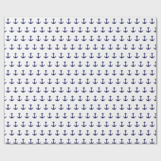 Presente Papel embrulhado com design de âncora azul marinho