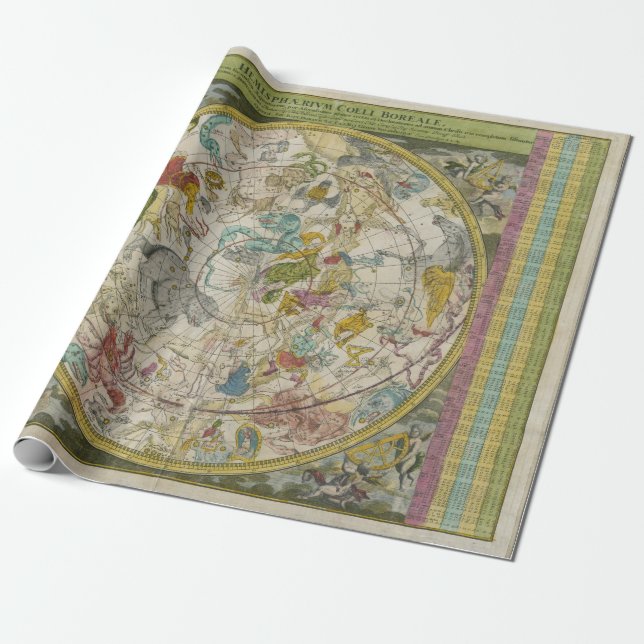 Presente Papel embrulho de constelação de vindima (Desenrolado)