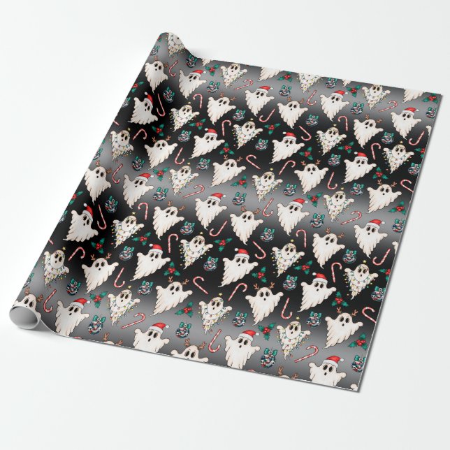 Presente Papel Escuro de Moldagem de Natal do Fantasma do g (Desenrolado)