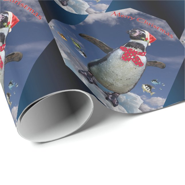 Presente Papel Festivo De Envolvimento De Pinguins - Natal (Ponta do rolo)