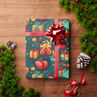 Presente Papel festivo e colorido embrulho de Natal