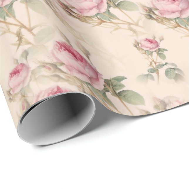 Presente Papel Floral de Embraiagem de Rosas Rosa (Ponta do rolo)