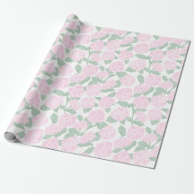 Papel Floral de Hortênsia Rosa e Verde
