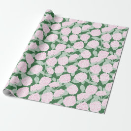 Presente Papel Floral de Hortênsias Rosa e Verde