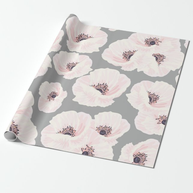 Presente Papel Floral de Mola de Anêmonas Brancas (Desenrolado)