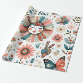 Presente Papel Floral de Moldagem de Boho para Paz e Amor