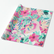 Papel Floral de Moldagem por Aquarela Rosa