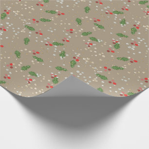 Presente Papel Floral de Natal Tradicional/Clássico