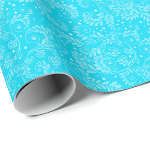 Presente Papel Floral Elegante Azul De Embalagem