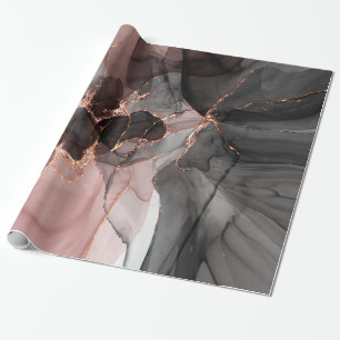 PRESENTE PAPEL FLUTUANTE DE ROSA DE LAVAGEM DE TINTA PRETA