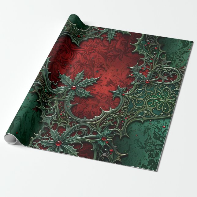 Presente Papel Gótico de Moldagem de Natal (Desenrolado)
