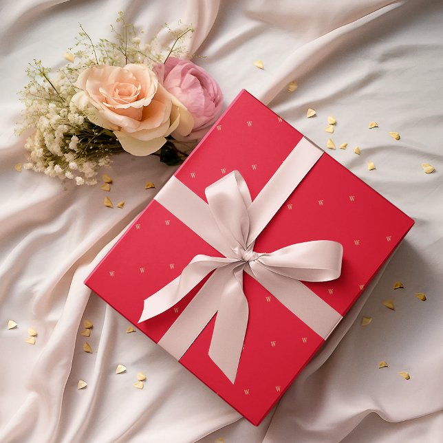 Presente Papel inicial de embrulhamento de presente, cor-de (Birthday Pink Monogram Initial Gift Wrapping Paper)