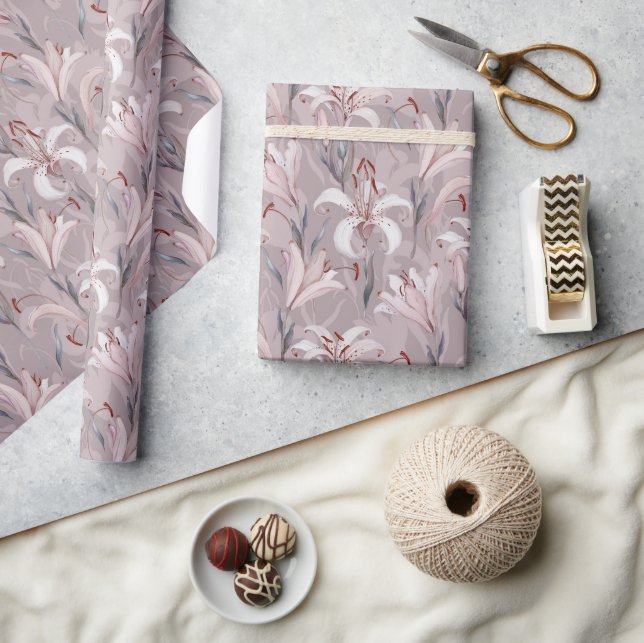 Presente Papel Lily Wraping Elegante - Quebra Floral de Pre (Artesanato)