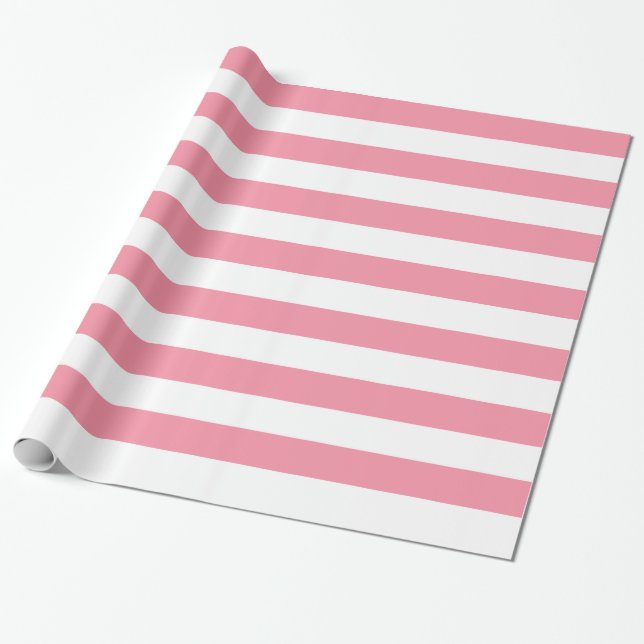 Presente Papel listrado Salmon de rosa e branco grande de (Desenrolado)
