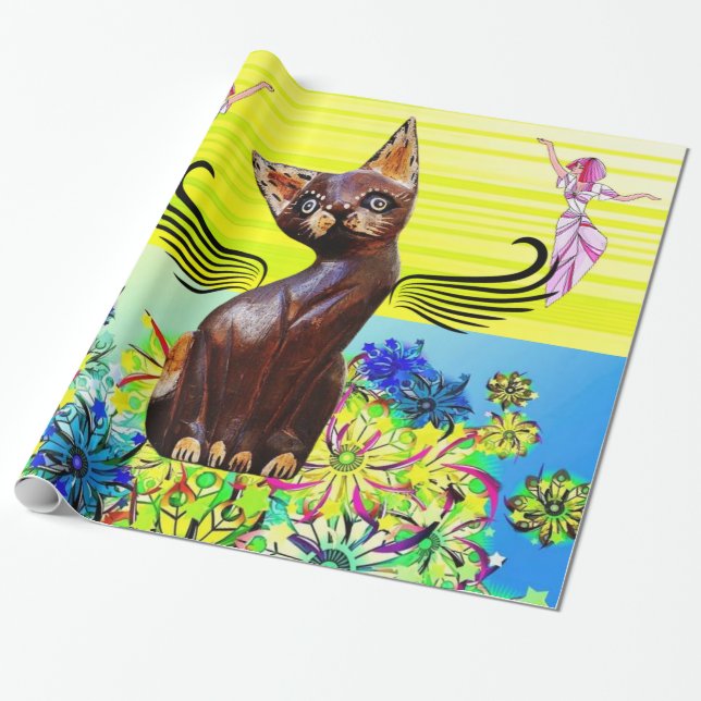 Presente Papel Luminoso, Fada Floral De Gatinho (Desenrolado)