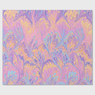 PRESENTE PAPEL MARMORIZADO, PADRÃO ABSTRATO DE ROSA AZUL PA