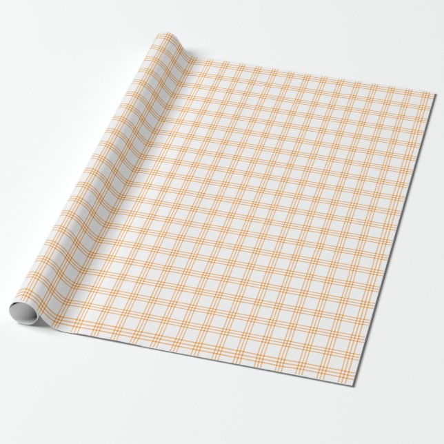 Presente Papel Moderno de Moldagem de Xadrezes Laranja (Desenrolado)