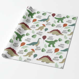 Presente Papel Neutro de Embalagem de Aniversário do Dinoss