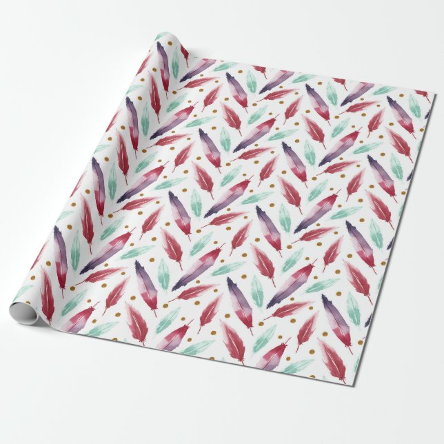 Presente Papel padrão sem costura com uma pena de aquarela (Desenrolado)