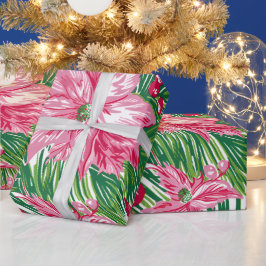 Presente Papel Padronizado com Folhagem de Natal Divertida