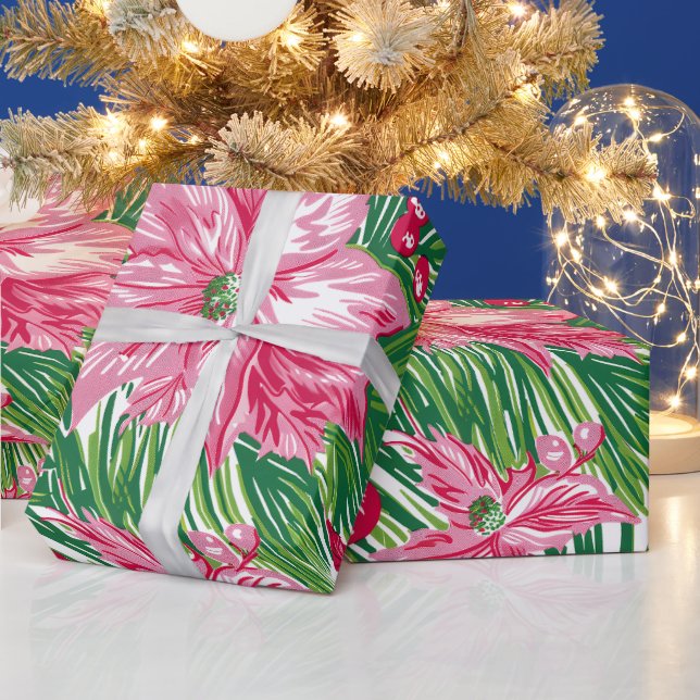 Presente Papel Padronizado com Folhagem de Natal Divertida  (Feriados)
