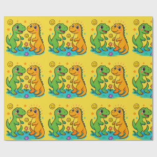 Presente Papel 🦖 Papel de Enrolamento do Dinossauro 🎁