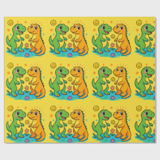 Presente Papel 🦖 Papel de Enrolamento do Dinossauro 🎁