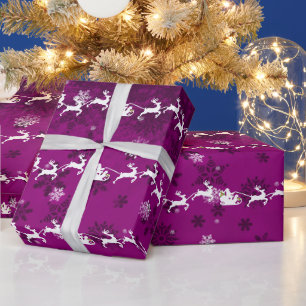 Presente Papel para enrolamento de Papais noeis magenta e d