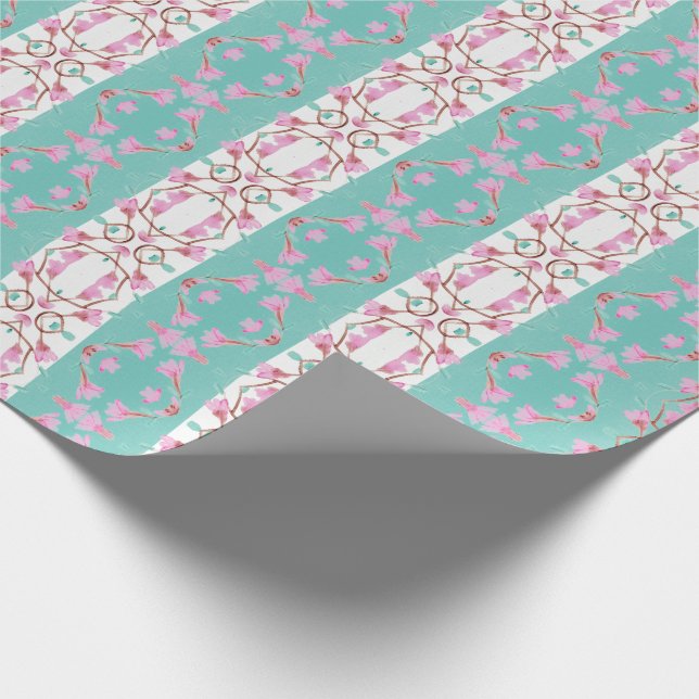 Presente Papel para enrolamento de tiras Florais, cor-de-ro (Ponta)