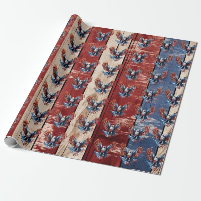 Presente Papel Patriótico de Embalagem de Águia (Desenrolado)