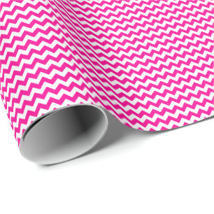 Presente Papel pequeno quente de rosa e branco de Chevron