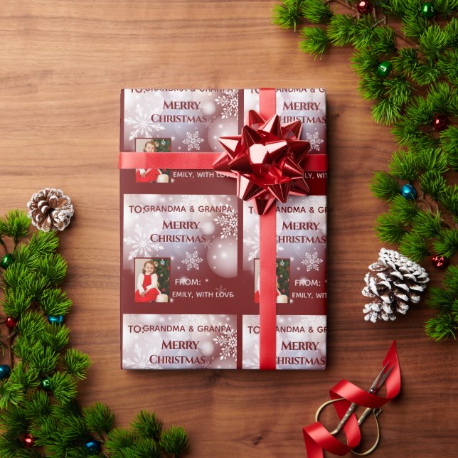 Presente Papel personalizado de empacotamento de fotos e no (Presente de Natal)