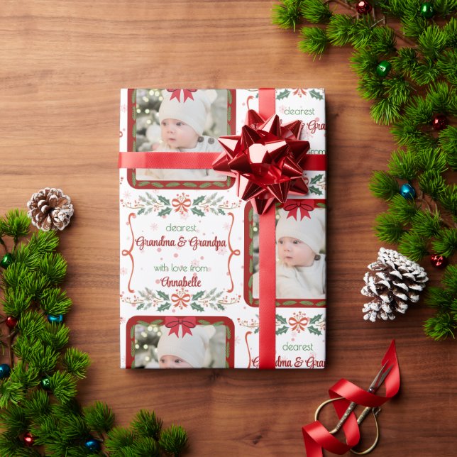 Presente Papel personalizado de empacotamento de fotos e no (Presente de Natal)